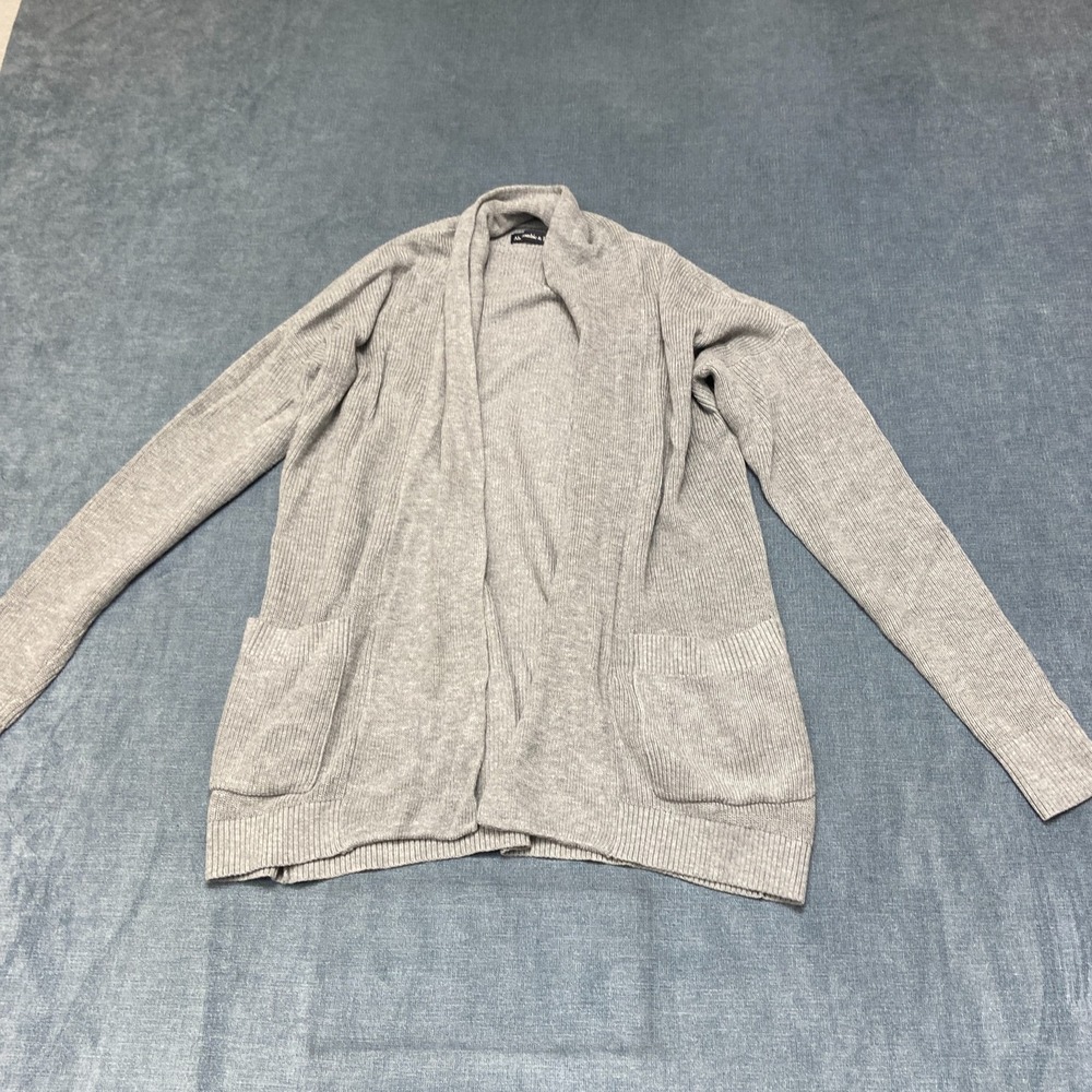Abercrombie & Fitch Cardigan Sweater Women XS Gray Ribbed Knit Winter Open Front